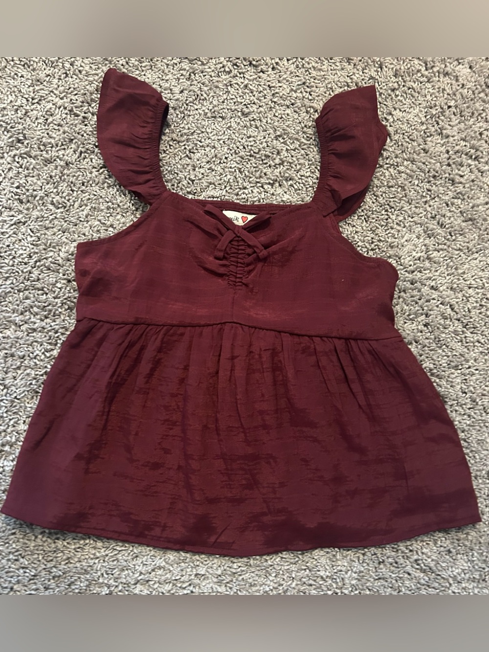 Girls Burgundy Ruffle Strap Dress